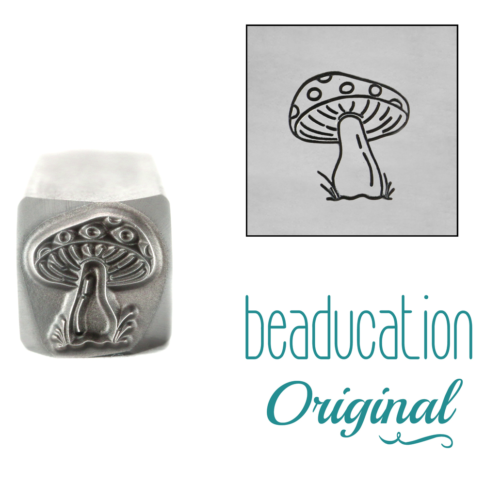 Metal Stamping Tools Mushroom with Dots Metal Design Stamp, 8.2mm - Beaducation Original